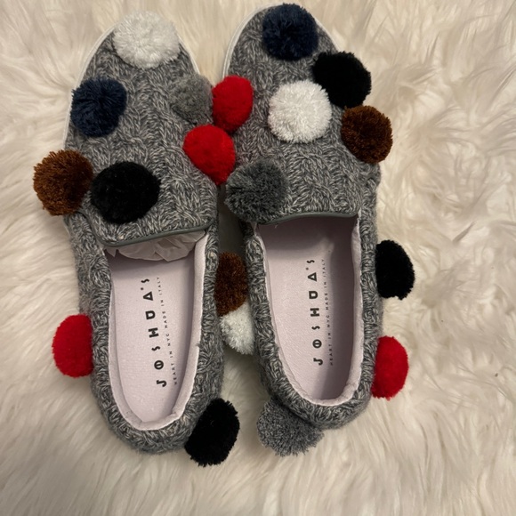 NEW❗️Joshua Sanders Grey Wool Blend Pom Pom Slip On Sneakers - Picture 5 of 9
